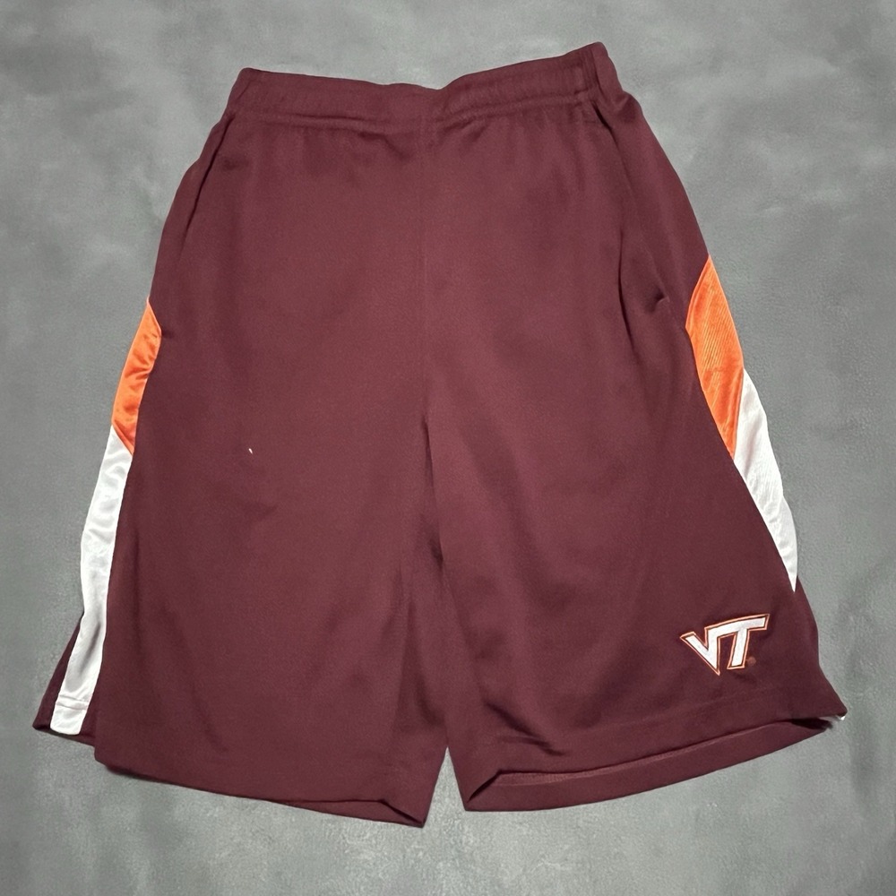 Knights Apparel Mens Athletic Va Tech VT Hokies Shorts S 28/30 Burgundy Orange
